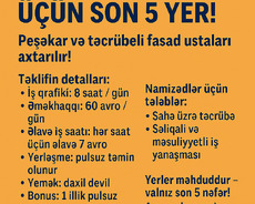Monteneqroya Fasad ustaları tələb olunur