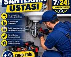 Santexnik ustası 7/24 usta xidməti