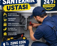 Santexnik ustası usta xidməti 7/24 aktiv